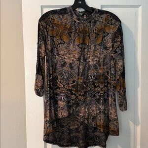 Free people Black and Gold Patterned Top